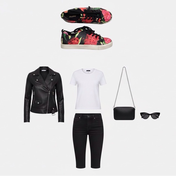 ALDO Floral Print Sneakers - Black & Red Rose Low Top Lace-Ups - Picture 7 of 7